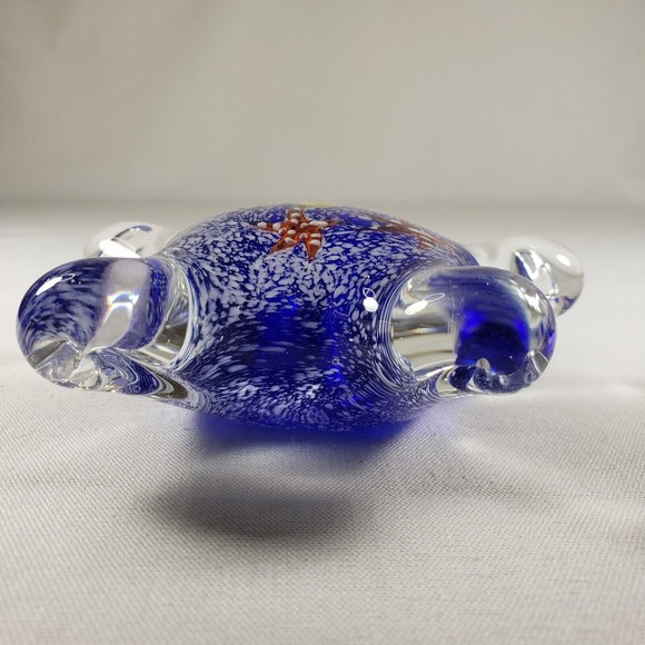 Art Glass Starfish Paperweight Starfish Shape w/ Ocean Floor Scene Millefiori 4" - Picture 8 of 9
